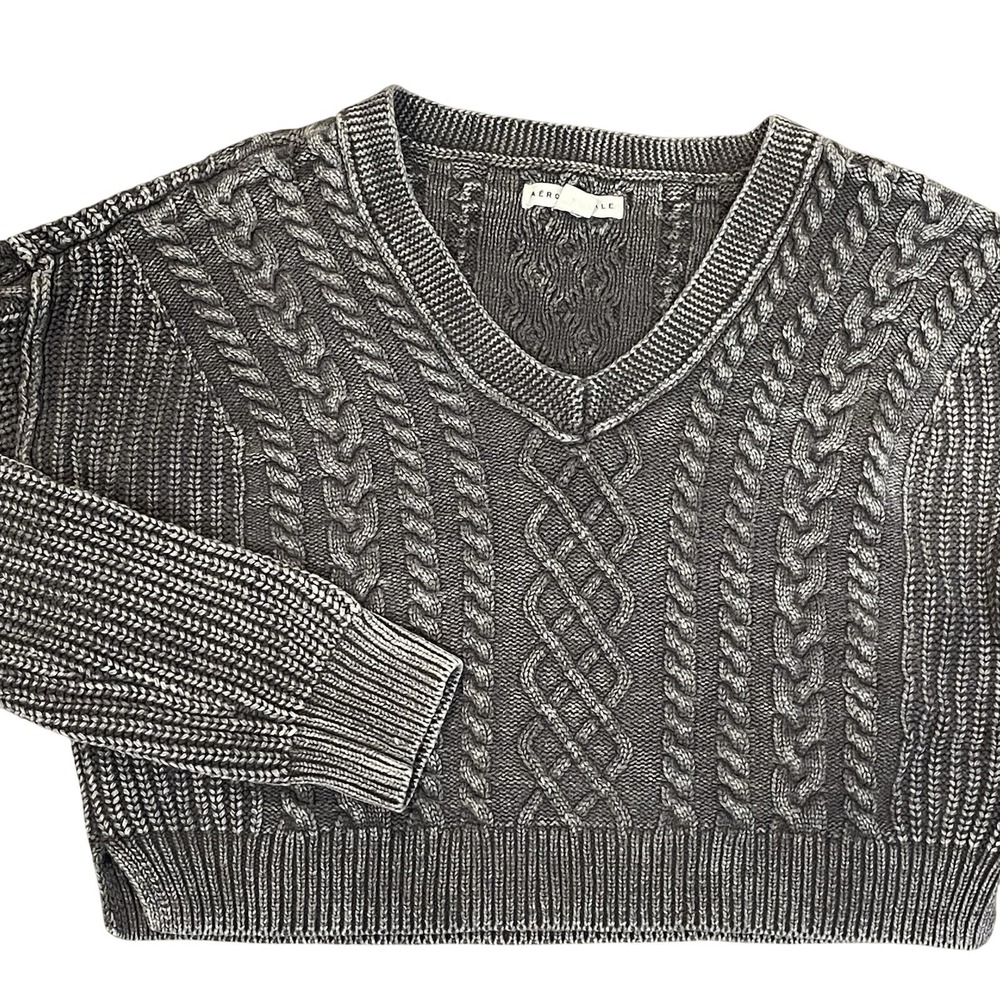 Aeropostale Womens Cable‎ Knit Sweater Dark Academia Layering Campus Heritage S